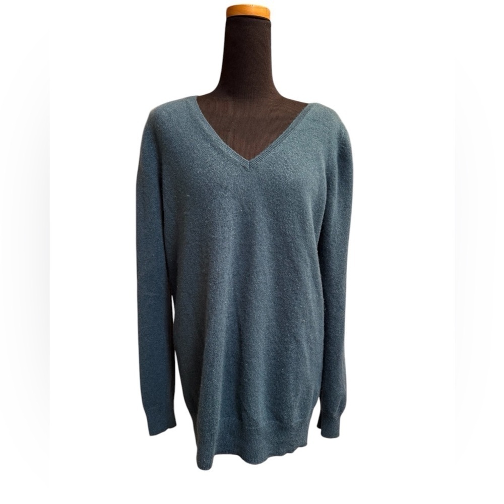 BODEN CASHMERE Pullover Women’s Teal Size 2 V Neck Sweater Jumper Sustainable
